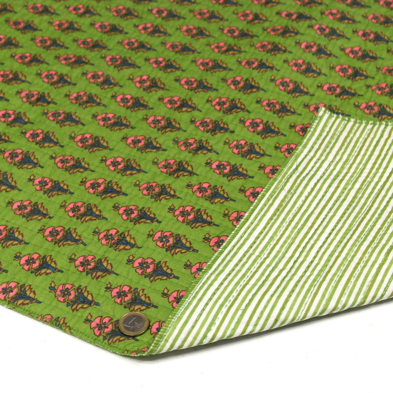 Tissu matelassé coton indien, motif traditionnel floral : nombreuses couleurs et fleuris au choix! - tissuspipi.com