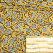 Tissu matelassé coton indien, motif traditionnel floral : nombreuses couleurs et fleuris au choix! - tissuspipi.com