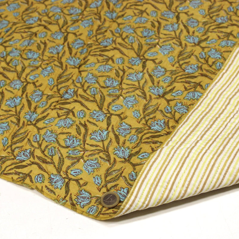 Tissu matelassé coton indien, motif traditionnel floral : nombreuses couleurs et fleuris au choix! - tissuspipi.com