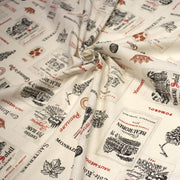 : Tissu cotonnade VINS & CEPAGES aux étiquettes et noms de vins et terroirs, écru - tissuspipi.com