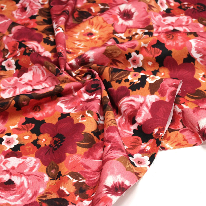 Tissu gabardine coton imprimée fleuri Vintage : tons estivaux ou tons automnaux - OEKO-TEX STANDARD 100 - tissuspipi.com