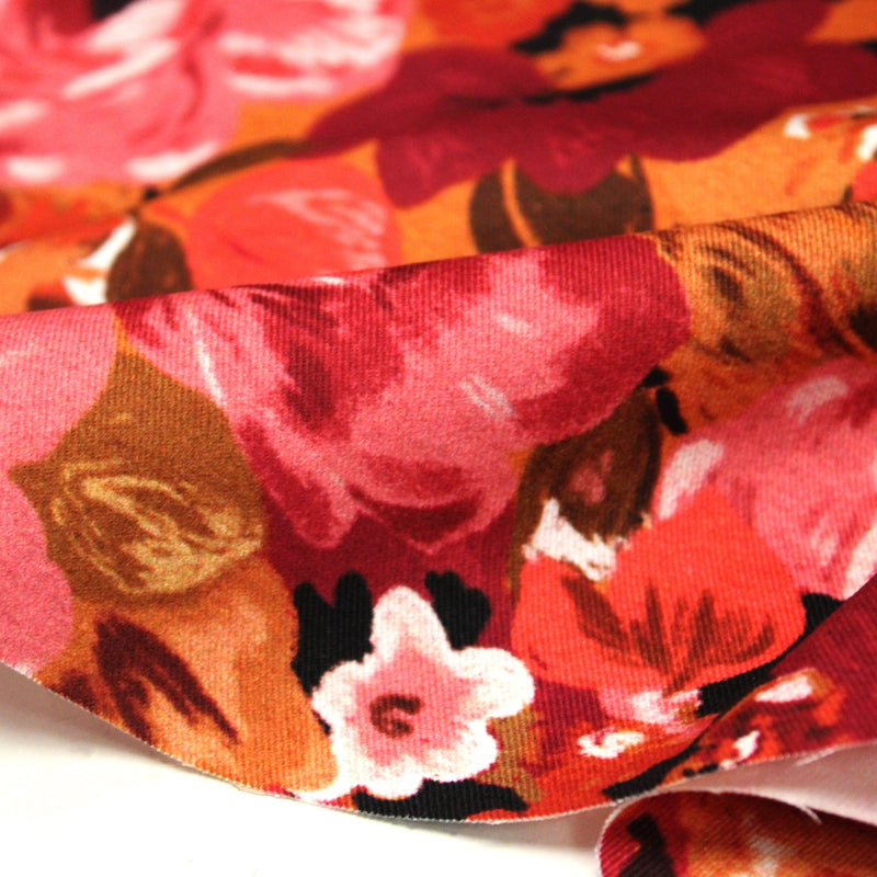 Tissu gabardine coton imprimée fleuri Vintage : tons estivaux ou tons automnaux - OEKO-TEX STANDARD 100 - tissuspipi.com