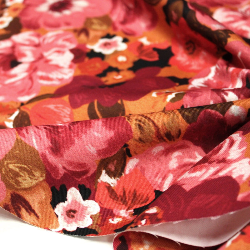 Tissu gabardine coton imprimée fleuri Vintage : tons estivaux ou tons automnaux - OEKO-TEX STANDARD 100 - tissuspipi.com