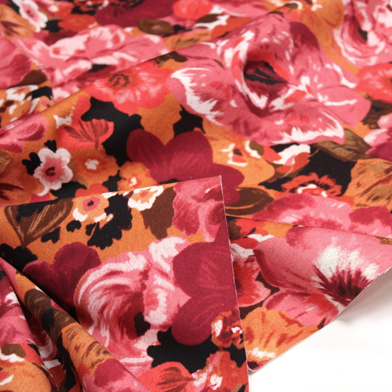 Tissu gabardine coton imprimée fleuri Vintage : tons estivaux ou tons automnaux - OEKO-TEX STANDARD 100 - tissuspipi.com