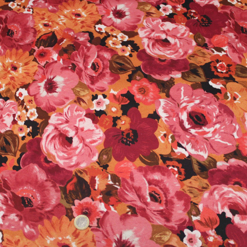 Tissu gabardine coton imprimée fleuri Vintage : tons estivaux ou tons automnaux - OEKO-TEX STANDARD 100 - tissuspipi.com