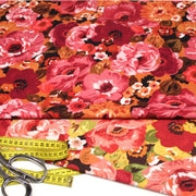 Tissu gabardine coton imprimée fleuri Vintage : tons estivaux ou tons automnaux - OEKO-TEX STANDARD 100 - tissuspipi.com