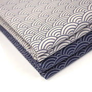 Tissu cotonnade motif japonais SEIGAIHA : écru/bleu et bleu/écru - COLLECTION JAPON INDIGO - tissuspipi.com