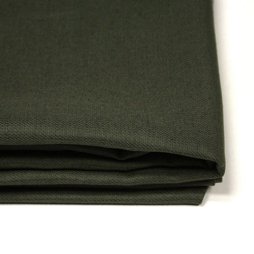 Tissu sergé de coton vert kaki, tissage fin - tissuspipi.com