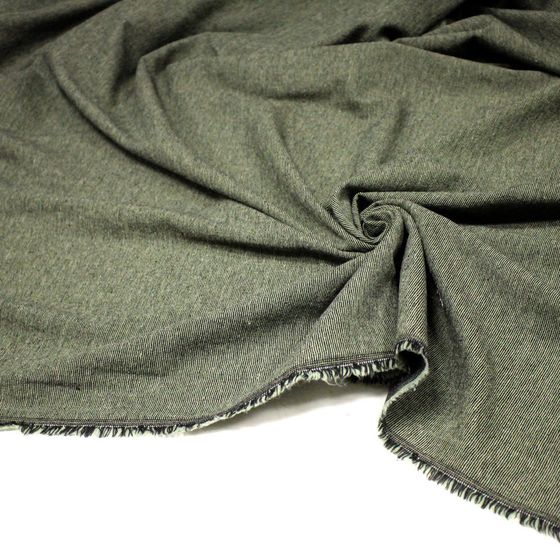 Tissu lainage faux - uni vert amande & noir - Fabrication italienne - tissuspipi.com