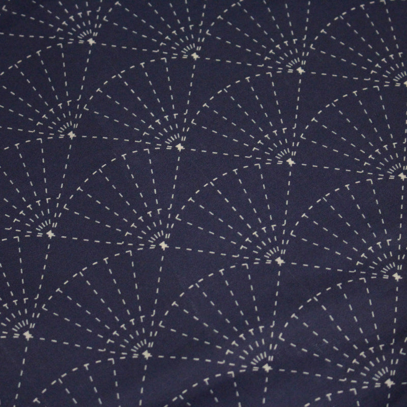 Tissu cotonnade motif japonais SASHIKO & SENSU – Bleu indigo & écru - tissuspipi.com