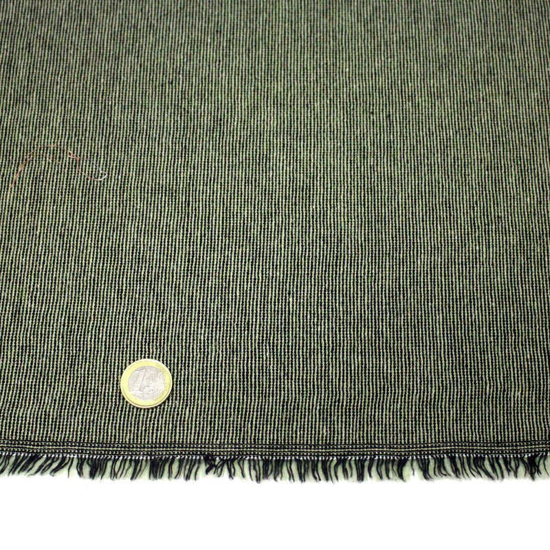 Tissu lainage faux - uni vert amande & noir - Fabrication italienne - tissuspipi.com
