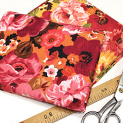 Tissu gabardine coton imprimée fleuri Vintage : tons estivaux ou tons automnaux - OEKO-TEX STANDARD 100 - tissuspipi.com