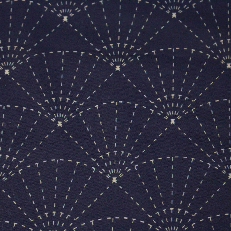 Tissu cotonnade motif japonais SASHIKO & SENSU – Bleu indigo & écru - tissuspipi.com
