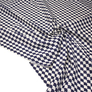 Tissu cotonnade motif japonais écailles KIKKO – Bleu indigo & écru - tissuspipi.com