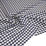 Tissu cotonnade motif japonais écailles KIKKO – Bleu indigo & écru - tissuspipi.com