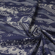 Tissu cotonnade WAGARA aux motifs japonais et tons bleu indigo & écrus - tissuspipi.com