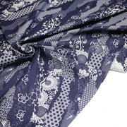 Tissu cotonnade WAGARA aux motifs japonais et tons bleu indigo & écrus - tissuspipi.com