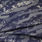 Tissu cotonnade WAGARA aux motifs japonais et tons bleu indigo & écrus - tissuspipi.com