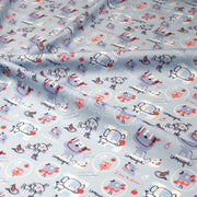 Tissu cotonnade enfant animaux en pique-nique à la campagne sur fond bleu ciel - tissuspipi.com