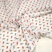 Tissu cotonnade enfant aux petits toucans multicolores sur fond blanc - tissuspipi.com