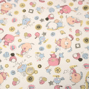 Tissu cotonnade enfant aux animaux de la forêt en hiver rose et bleu sur fond blanc - tissuspipi.com