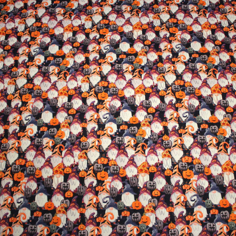 Tissu cotonnade HALLOWEEN aux têtes de citrouille multicolores - OEKO - TEX STANDARD 100 - tissuspipi.com