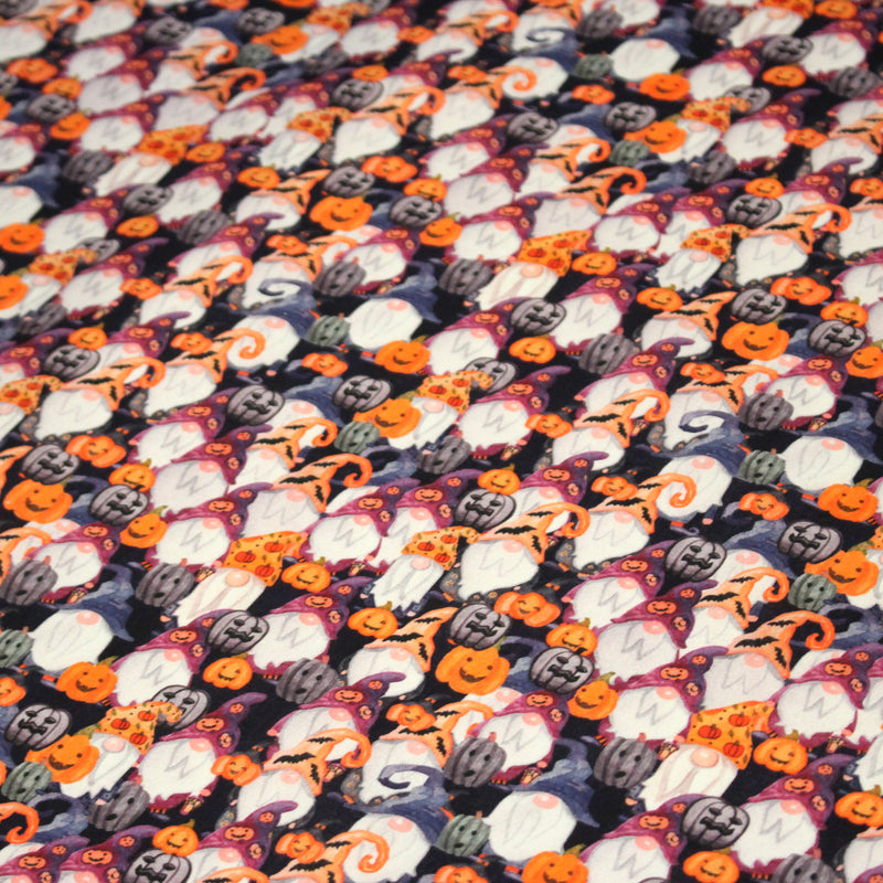 Tissu cotonnade HALLOWEEN aux têtes de citrouille multicolores - OEKO - TEX STANDARD 100 - tissuspipi.com
