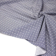 Tissu cotonnade motif japonais feuilles géométriques ASANOHA, bleu indigo & écru - tissuspipi.com