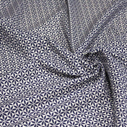 Tissu cotonnade motif japonais feuilles géométriques ASANOHA, bleu indigo & écru - tissuspipi.com