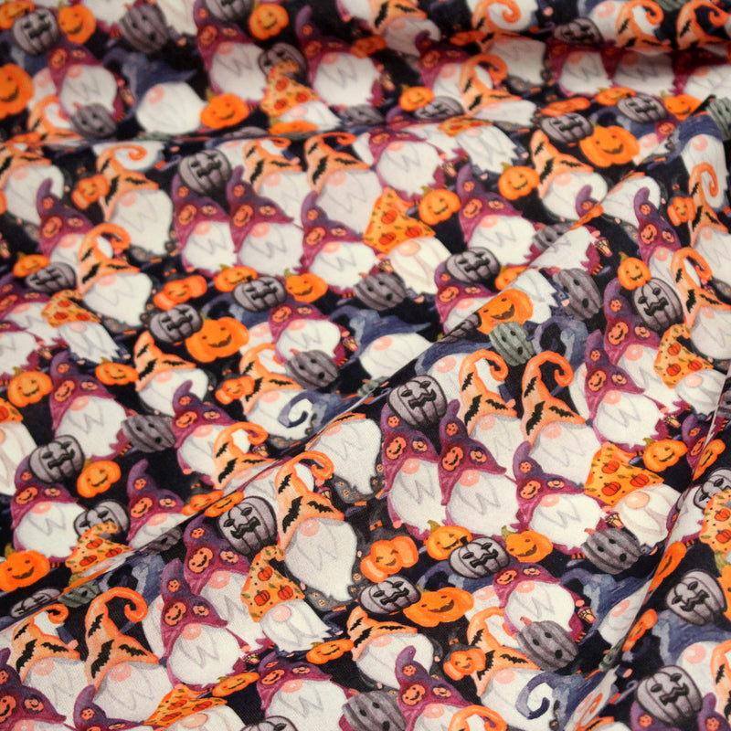 Tissu cotonnade HALLOWEEN aux têtes de citrouille multicolores - OEKO - TEX STANDARD 100 - tissuspipi.com