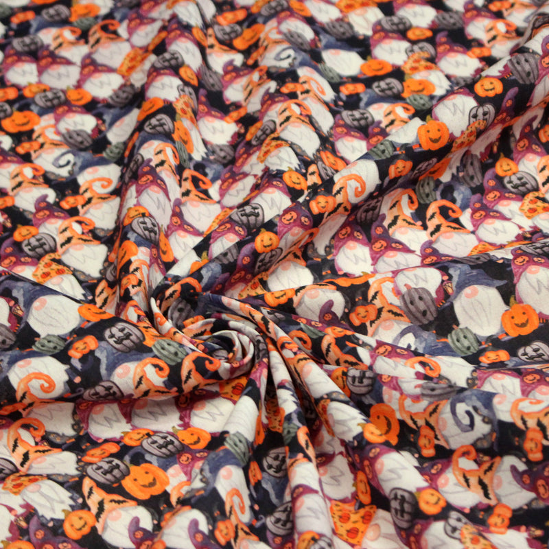 Tissu cotonnade HALLOWEEN aux têtes de citrouille multicolores - OEKO - TEX STANDARD 100 - tissuspipi.com