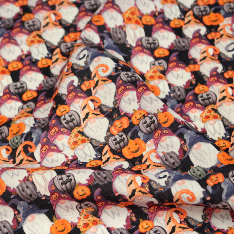 Tissu cotonnade HALLOWEEN aux têtes de citrouille multicolores - OEKO - TEX STANDARD 100 - tissuspipi.com