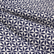 Tissu cotonnade motif japonais feuilles géométriques ASANOHA, bleu indigo & écru - tissuspipi.com