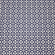 Tissu cotonnade motif japonais feuilles géométriques ASANOHA, bleu indigo & écru - tissuspipi.com