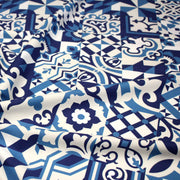 Tissu gabardine coton imprimée motif carreaux de faïence azulejos modernes, trois couleurs dispos - STANDARD 100 OEKO - TEX - tissuspipi.com