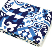 Tissu gabardine coton imprimée motif carreaux de faïence azulejos modernes, trois couleurs dispos - STANDARD 100 OEKO - TEX - tissuspipi.com