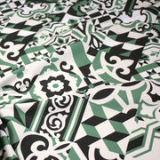 Tissu gabardine coton imprimée motif carreaux de faïence azulejos modernes, trois couleurs dispos - STANDARD 100 OEKO - TEX - tissuspipi.com