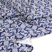 Tissu gabardine coton imprimée motif anciens carreaux de faïence bleus, azulejos - STANDARD 100 OEKO - TEX - tissuspipi.com