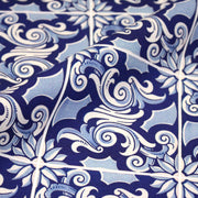 Tissu gabardine coton imprimée motif anciens carreaux de faïence bleus, azulejos - STANDARD 100 OEKO - TEX - tissuspipi.com