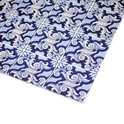 Tissu gabardine coton imprimée motif anciens carreaux de faïence bleus, azulejos - STANDARD 100 OEKO - TEX - tissuspipi.com