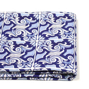 Tissu gabardine coton imprimée motif anciens carreaux de faïence bleus, azulejos - STANDARD 100 OEKO - TEX - tissuspipi.com