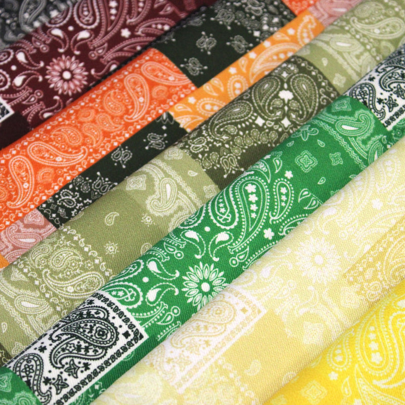 Tissu gabardine coton imprimée motif BANDANA paisley : nombreuses couleurs ! - OEKO-TEX STANDARD 100 - tissuspipi.com
