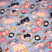 Tissu cotonnade motif japonais KAWAII rose orange bleu - OEKO - TEX - tissuspipi.com