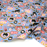 Tissu cotonnade motif japonais KAWAII rose orange bleu - OEKO - TEX - tissuspipi.com