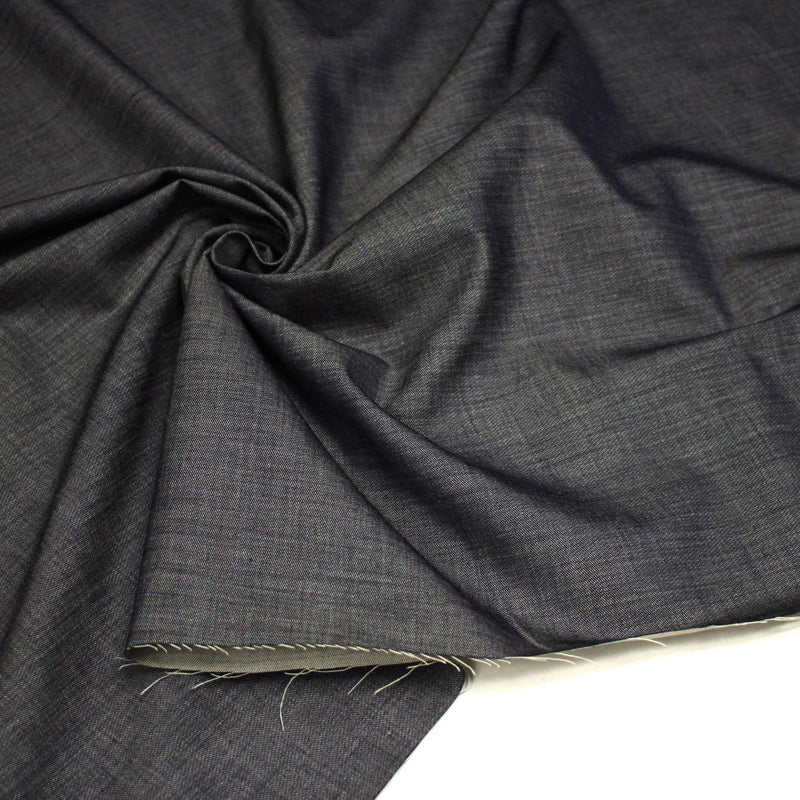 Tissu Chambray coton bleu gris - Fabrication italienne - tissuspipi.com
