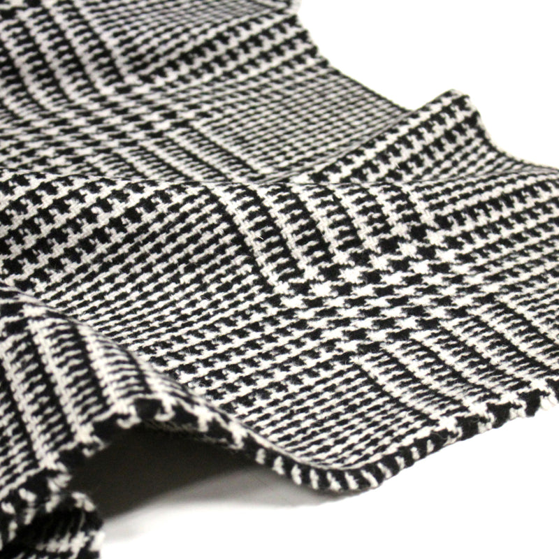 Tissu lainage à grands carreaux & pied de coq noirs et blancs - Fabrication italienne - tissuspipi.com