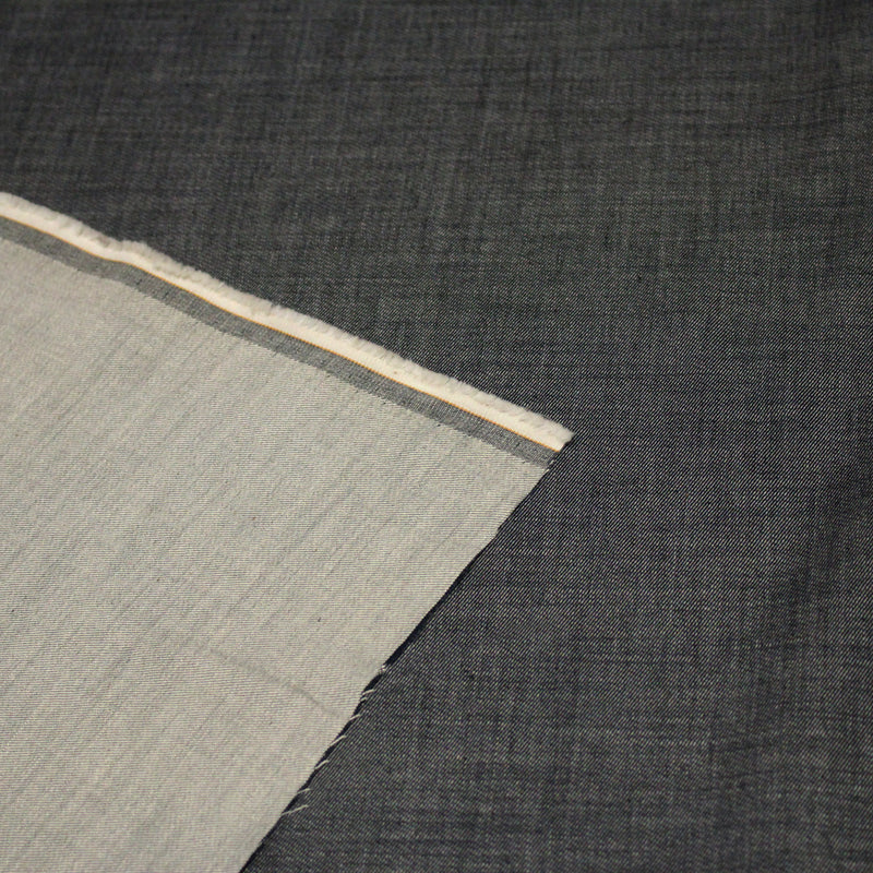 Tissu Chambray coton bleu gris - Fabrication italienne - tissuspipi.com