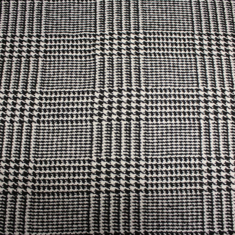 Tissu lainage à grands carreaux & pied de coq noirs et blancs - Fabrication italienne - tissuspipi.com