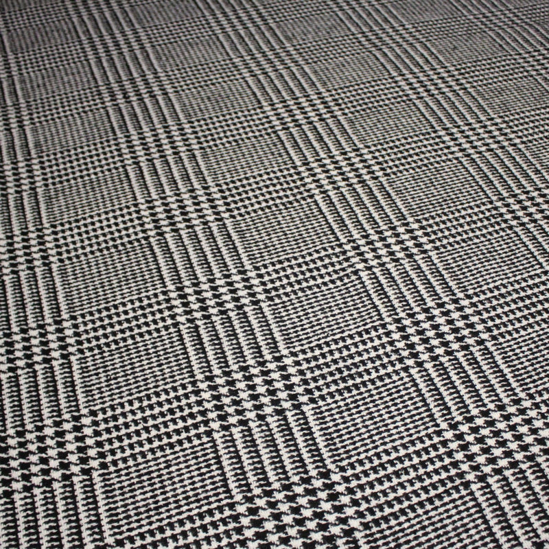 Tissu lainage à grands carreaux & pied de coq noirs et blancs - Fabrication italienne - tissuspipi.com