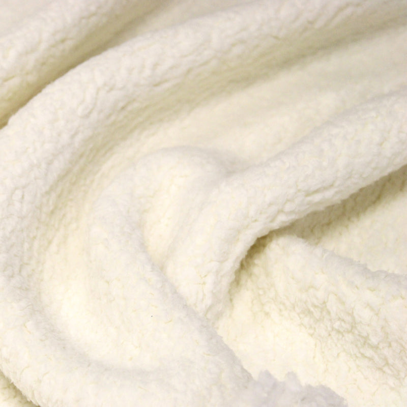 Tissu sherpa mouton écru double face : HYPER DOUX recto et verso !